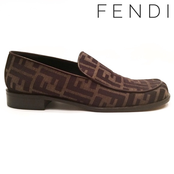 Fendi Italy FF logo monogram slip on loafers shoes - Picture 1 of 4